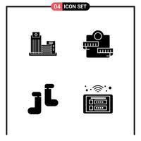 Set of 4 Solid Style Icons for web and mobile Glyph Symbols for print Solid Icon Signs Isolated on White Background 4 Icon Set vector