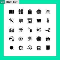 Group of 25 Solid Glyphs Signs and Symbols for assets formation grave fabrication abstract Editable Vector Design Elements