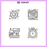 4 Icons in Line Style Outline Symbols on White Background Creative Vector Signs for Web mobile and Print