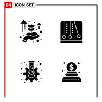 4 General Icons for website design print and mobile apps 4 Glyph Symbols Signs Isolated on White Background 4 Icon Pack vector