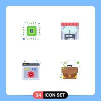 Set of 4 Modern UI Icons Symbols Signs for chip programming building api strategy Editable Vector Design Elements