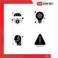 Set of 4 Modern UI Icons Symbols Signs for funds help investment pharmacy alert Editable Vector Design Elements