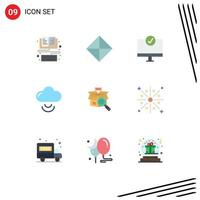 Set of 9 Vector Flat Colors on Grid for search wifi computers signal hardware Editable Vector Design Elements