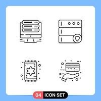 4 Line Black Icon Pack Outline Symbols for Mobile Apps isolated on white background 4 Icons Set vector