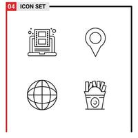 Universal Icon Symbols Group of 4 Modern Filledline Flat Colors of education achievement video map earth Editable Vector Design Elements