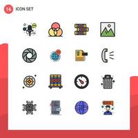 paquete de iconos de vector de stock de 16 signos y símbolos de línea para cámara multimedia portátil foto muebles elementos de diseño de vector creativo editable