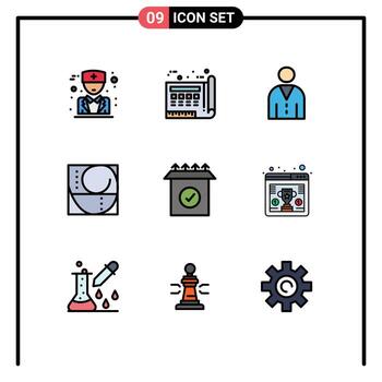 Filledline Flat Color Pack of 9 Universal Symbols of product proportion avatar perfection user Editable Vector Design Elements