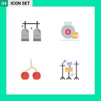 Universal Icon Symbols Group of 4 Modern Flat Icons of activities berry gas bag food Editable Vector Design Elements