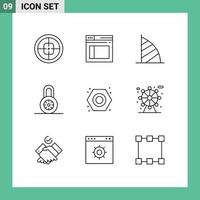 Set of 9 Vector Outlines on Grid for mechanical padlock website lock uae monument Editable Vector Design Elements