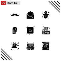 User Interface Pack of 9 Basic Solid Glyphs of direction align growth user message Editable Vector Design Elements