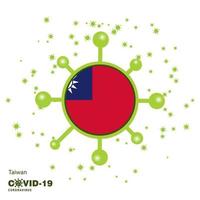 Taiwan Coronavius Flag Awareness Background Stay home Stay Healthy Take care of your own health Pray for Country vector