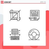 Collection of 4 Vector Icons in Line style Modern Outline Symbols for Web and Mobile Line Icon Sign Isolated on White Background 4 Icons