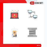 Pictogram Set of 4 Simple Flat Icons of laptop achievement user connection cup Editable Vector Design Elements