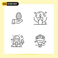 4 Creative Icons for Modern website design and responsive mobile apps 4 Outline Symbols Signs on White Background 4 Icon Pack vector