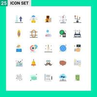 Modern Set of 25 Flat Colors Pictograph of devices tower building radio office Editable Vector Design Elements