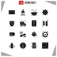 16 Icons Solid Style Grid Based Creative Glyph Symbols for Website Design Simple Solid Icon Signs Isolated on White Background 16 Icon Set vector