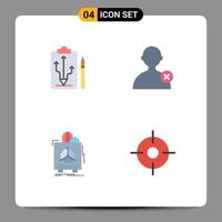 4 User Interface Flat Icon Pack of modern Signs and Symbols of head fragile tactics man warranty Editable Vector Design Elements