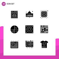 Set of 9 Commercial Solid Glyphs pack for energy skin protection chip skin skin Editable Vector Design Elements