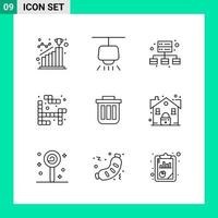 Pack of 9 Line Style Icon Set Outline Symbols for print Creative Signs Isolated on White Background 9 Icon Set vector