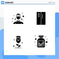 Modern 4 solid style icons Glyph Symbols for general use Creative Solid Icon Sign Isolated on White Background 4 Icons Pack vector