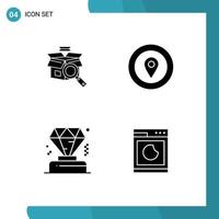 Modern Set of 4 Solid Glyphs and symbols such as box diamond e shopping prize cooking Editable Vector Design Elements