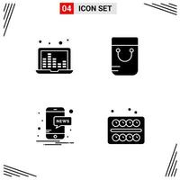 4 Icons Solid Style Grid Based Creative Glyph Symbols for Website Design Simple Solid Icon Signs Isolated on White Background 4 Icon Set vector