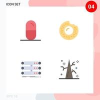 Group of 4 Modern Flat Icons Set for dope rack tablets sweets data Editable Vector Design Elements