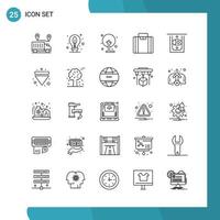 Vector Pack of 25 Outline Symbols Line Style Icon Set on White Background for Web and Mobile