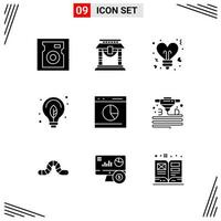 9 Icons Solid Style Grid Based Creative Glyph Symbols for Website Design Simple Solid Icon Signs Isolated on White Background 9 Icon Set vector