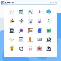 Pack of 25 Modern Flat Colors Signs and Symbols for Web Print Media such as cloud tools find spanner controls Editable Vector Design Elements