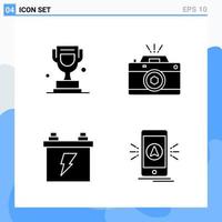 Modern 4 solid style icons Glyph Symbols for general use Creative Solid Icon Sign Isolated on White Background 4 Icons Pack vector