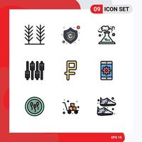 Stock Vector Icon Pack of 9 Line Signs and Symbols for application money production currency audio Editable Vector Design Elements