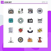 conjunto de 16 iconos de interfaz de usuario modernos símbolos signos para macarrones comer planta dieta billar elementos de diseño de vectores creativos editables