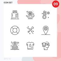 paquete de iconos de vector de stock de 9 signos y símbolos de línea para recreaciones de amor seo clima de vacaciones elementos de diseño de vector editables