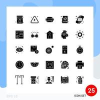 Modern Set of 25 Solid Glyphs Pictograph of gesture press science paper marketing Editable Vector Design Elements