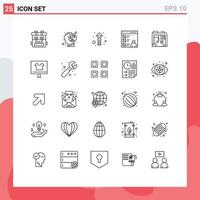 Set of 25 Modern UI Icons Symbols Signs for atx develop mind coding app Editable Vector Design Elements