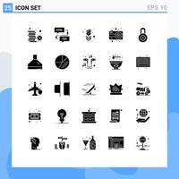 Pictogram Set of 25 Simple Solid Glyphs of control photo flowchart camera romance Editable Vector Design Elements