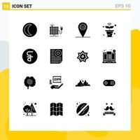 Group of 16 Modern Solid Glyphs Set for cash coin placeholder reil things Editable Vector Design Elements