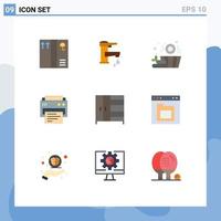 Set of 9 Modern UI Icons Symbols Signs for wardrobe furniture sauna education print Editable Vector Design Elements