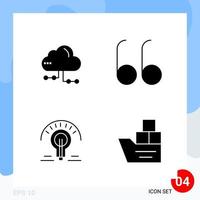 Modern Pack of 4 Icons Solid Glyph Symbols isolated on White Backgound for Website designing vector