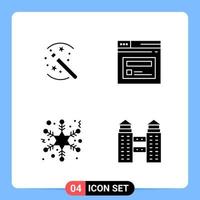 4 Solid Black Icon Pack Glyph Symbols for Mobile Apps isolated on white background 4 Icons Set vector