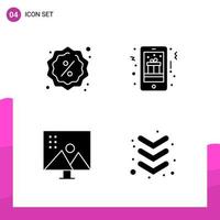 Glyph Icon set Pack of 4 Solid Icons isolated on White Background for responsive Website Design Print and Mobile Applications vector