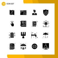 16 Icon Set Solid Style Icon Pack Glyph Symbols isolated on White Backgound for Responsive Website Designing vector