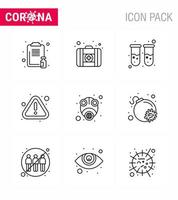 conjunto de iconos de prevención de coronavirus 25 virus de gas azul error de advertencia de sangre coronavirus viral 2019nov elementos de diseño de vector de enfermedad