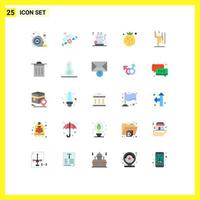 Mobile Interface Flat Color Set of 25 Pictograms of control raspberry tea healthy berry Editable Vector Design Elements