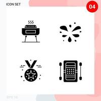 Vector Pack of 4 Icons in Solid Style Creative Glyph Pack isolated on White Background for Web and Mobile