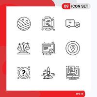 9 Thematic Vector Outlines and Editable Symbols of time investment delivery decision balance Editable Vector Design Elements