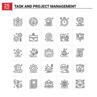 25 Task and Project Management icon set vector background