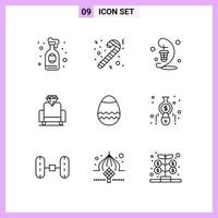 9 Icons in Line Style Outline Symbols on White Background Creative Vector Signs for Web mobile and Print