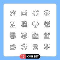 Universal Icon Symbols Group of 16 Modern Outlines of lab flask drink venture fund Editable Vector Design Elements